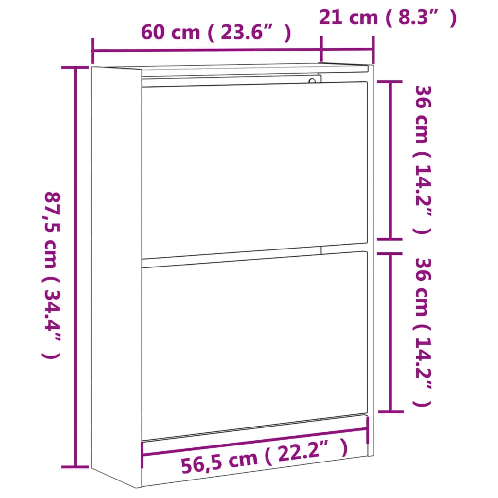 Schuhschrank Sonoma-Eiche 60x21x87,5 cm Holzwerkstoff - Pazzar.ch