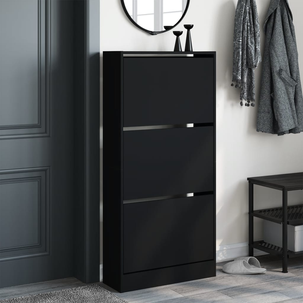 Schuhschrank Schwarz 60x21x125,5 cm Holzwerkstoff - Pazzar.ch