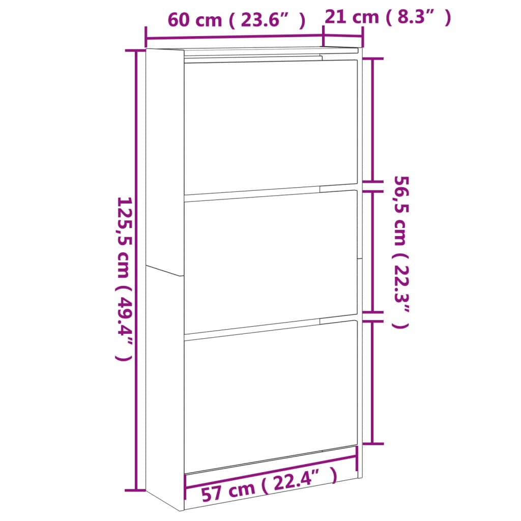 Schuhschrank Schwarz 60x21x125,5 cm Holzwerkstoff - Pazzar.ch
