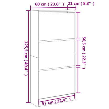 Schuhschrank Schwarz 60x21x125,5 cm Holzwerkstoff - Pazzar.ch
