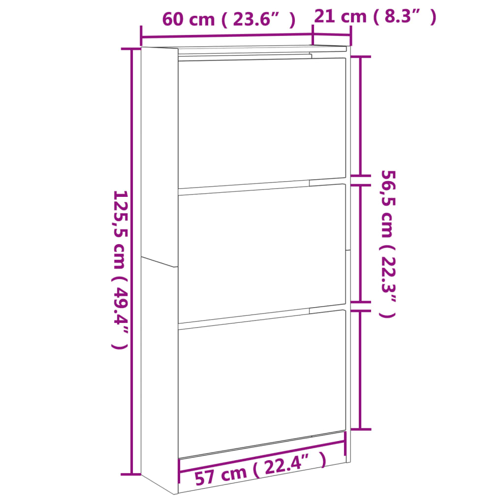Schuhschrank Sonoma-Eiche 60x21x125,5 cm Holzwerkstoff - Pazzar.ch