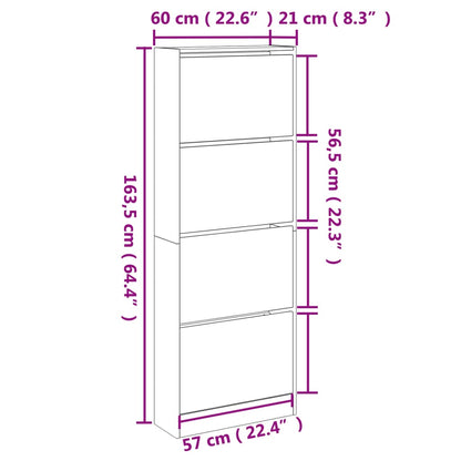 Schuhschrank Räuchereiche 60x21x163,5 cm Holzwerkstoff - Pazzar.ch