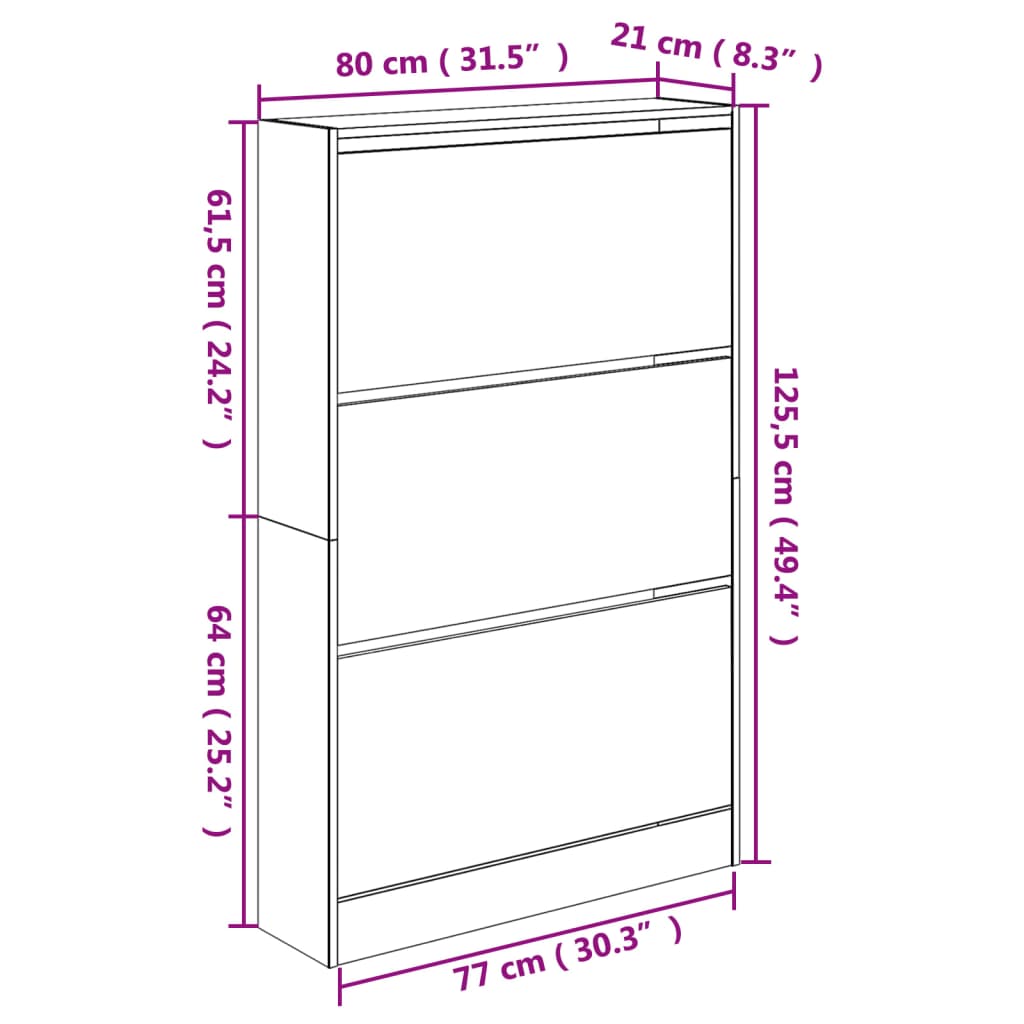 Schuhschrank Weiß 80x21x125,5 cm Holzwerkstoff - Pazzar.ch