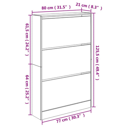 Schuhschrank Räuchereiche 80x21x125,5 cm Holzwerkstoff - Pazzar.ch