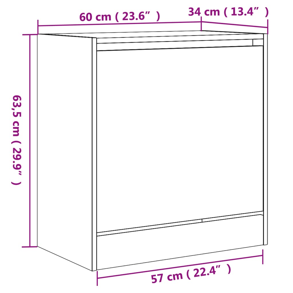 Schuhschrank Grau Sonoma 60x34x63,5 cm Holzwerkstoff - Pazzar.ch