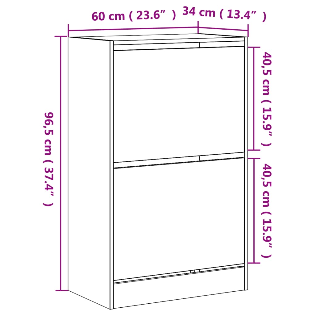 Schuhschrank Betongrau 60x34x96,5 cm Holzwerkstoff - Pazzar.ch