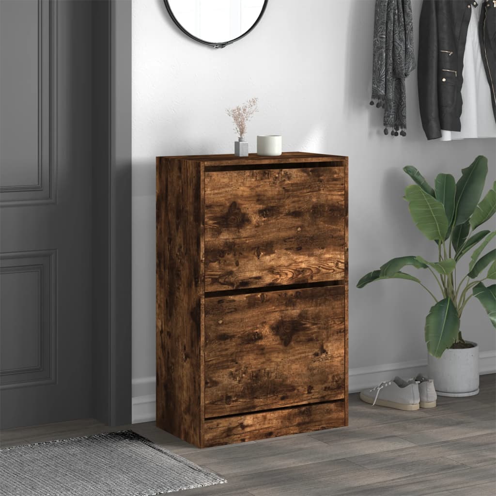 Schuhschrank Räuchereiche 60x34x96,5 cm Holzwerkstoff - Pazzar.ch