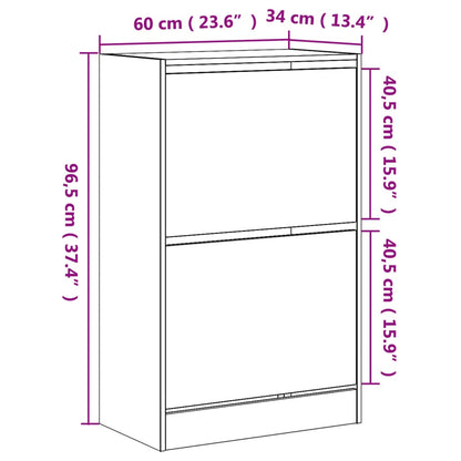 Schuhschrank Räuchereiche 60x34x96,5 cm Holzwerkstoff - Pazzar.ch