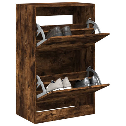 Schuhschrank Räuchereiche 60x34x96,5 cm Holzwerkstoff - Pazzar.ch