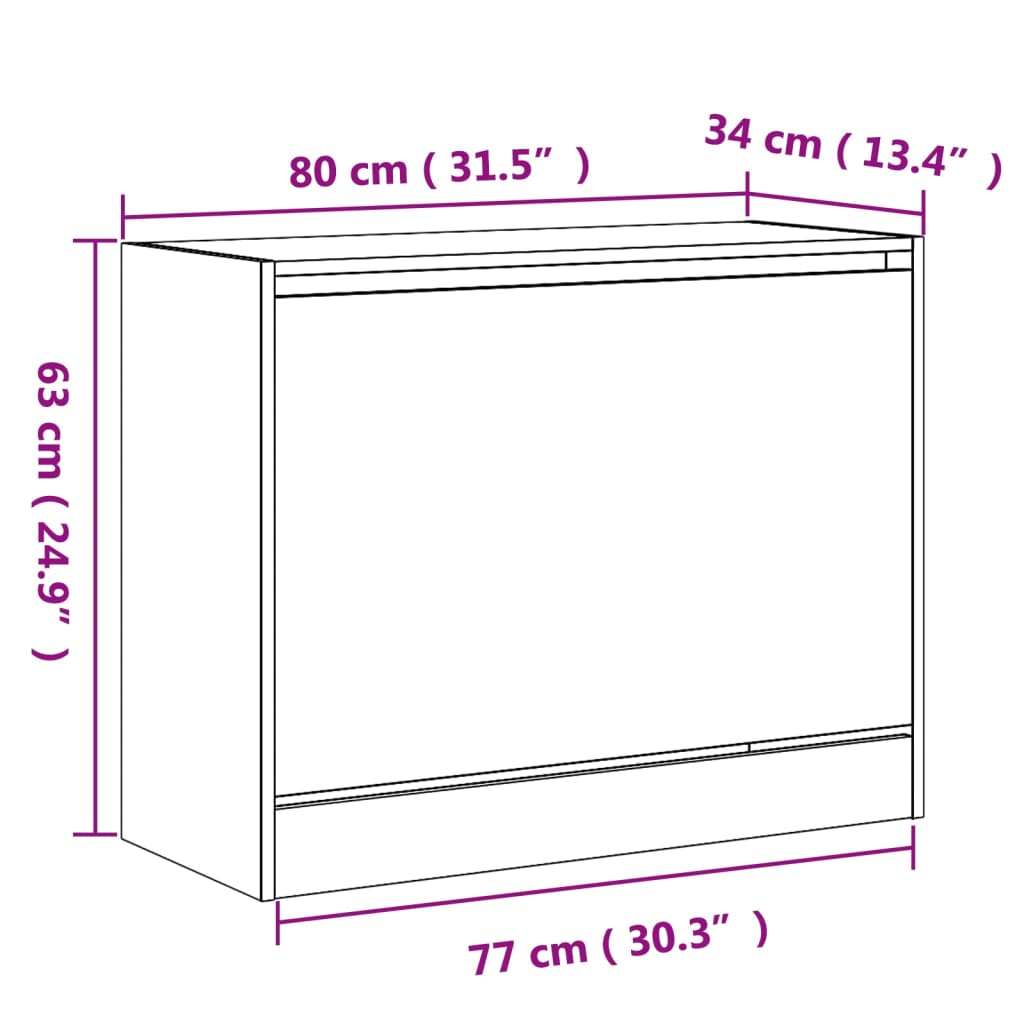 Schuhschrank Sonoma-Eiche 80x34x63 cm Holzwerkstoff - Pazzar.ch