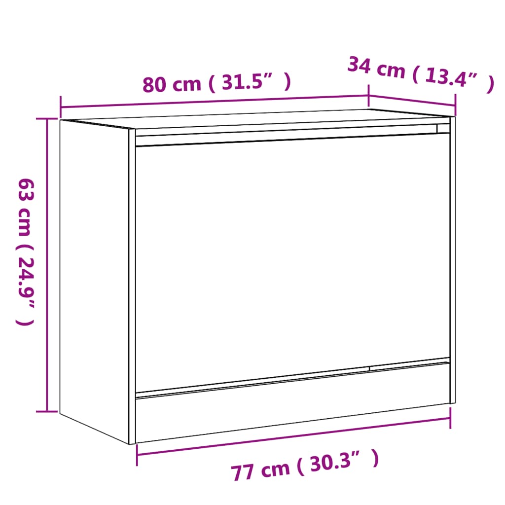Schuhschrank Räuchereiche 80x34x63 cm Holzwerkstoff - Pazzar.ch