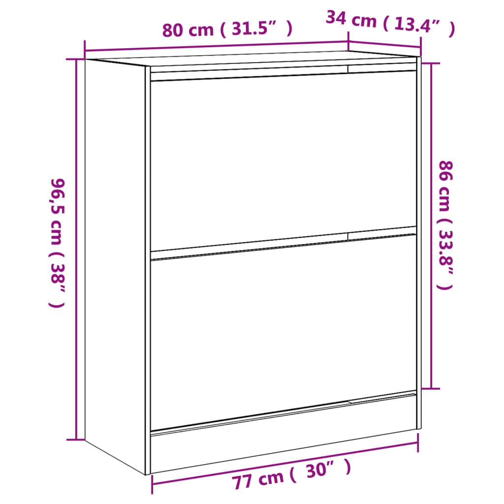 Schuhschrank Weiß 80x34x96,5 cm Holzwerkstoff - Pazzar.ch