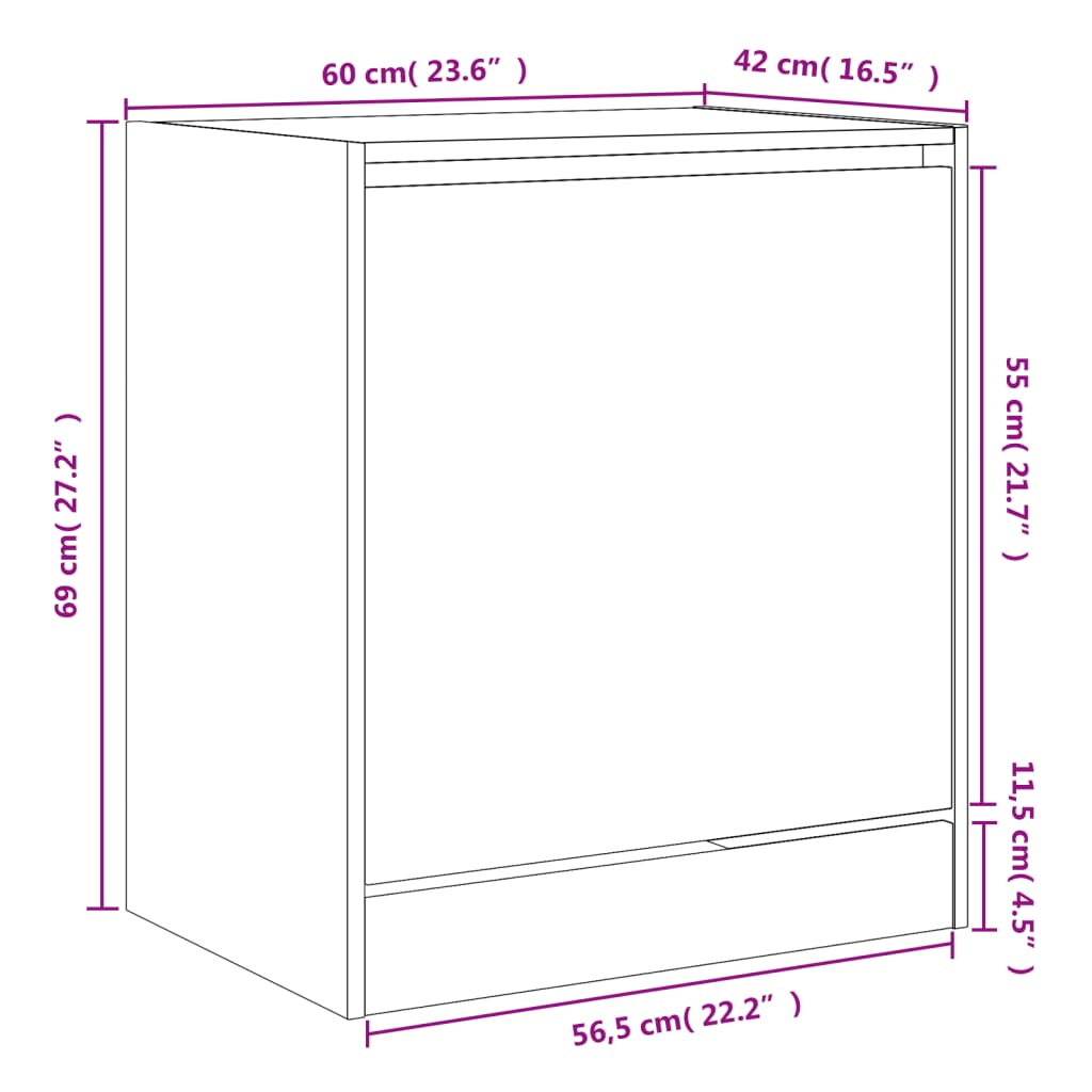 Schuhschrank Grau Sonoma 60x42x69 cm Holzwerkstoff - Pazzar.ch