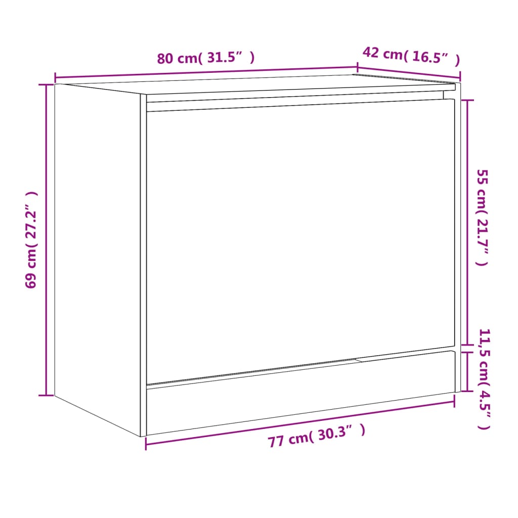 Schuhschrank Sonoma-Eiche 80x42x69 cm Holzwerkstoff - Pazzar.ch