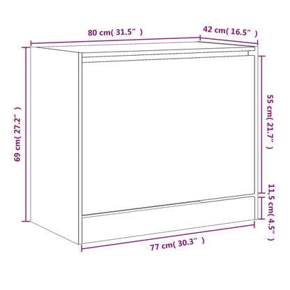 Schuhschrank Braun Eichen-Optik 80x42x69 cm Holzwerkstoff - Pazzar.ch