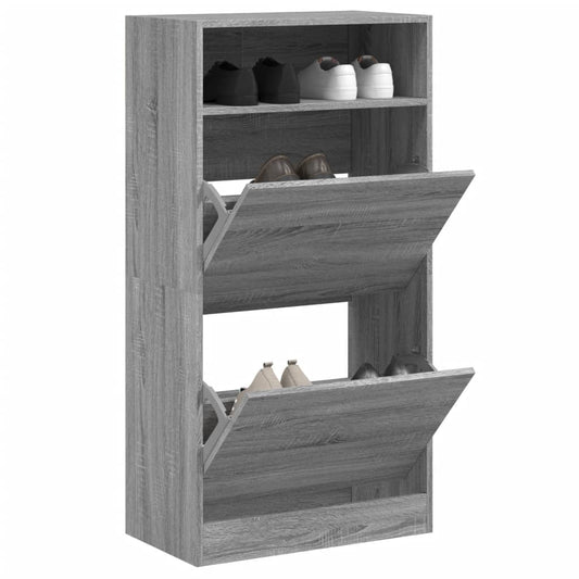 Schuhschrank Grau Sonoma 60x34x116 cm Holzwerkstoff - Pazzar.ch