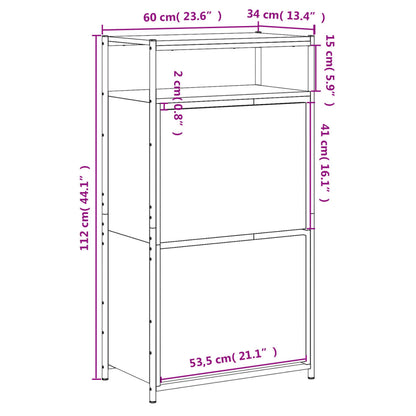 Schuhschrank Räuchereiche 60x34x112 cm Holzwerkstoff - Pazzar.ch