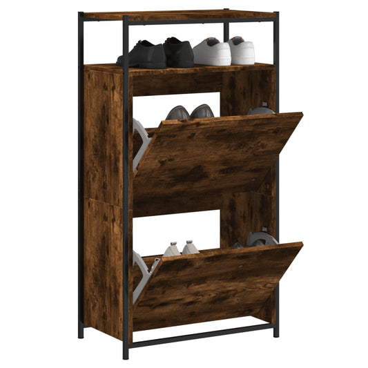Schuhschrank Räuchereiche 60x34x112 cm Holzwerkstoff - Pazzar.ch