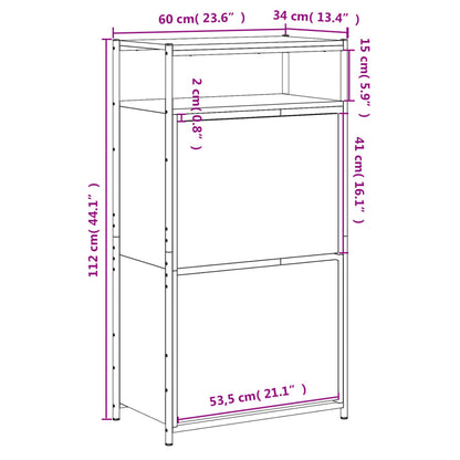 Schuhschrank Grau Sonoma 60x34x112 cm Holzwerkstoff - Pazzar.ch