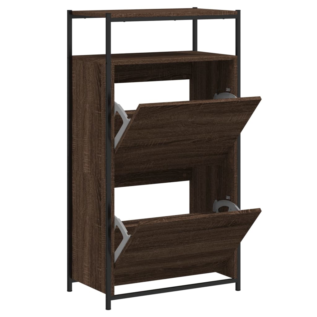 Schuhschrank Braun Eichen-Optik 60x34x112 cm Holzwerkstoff - Pazzar.ch