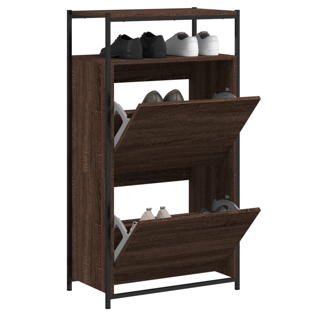 Schuhschrank Braun Eichen-Optik 60x34x112 cm Holzwerkstoff - Pazzar.ch