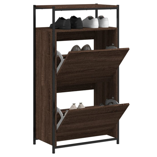 Schuhschrank Braun Eichen-Optik 60x34x112 cm Holzwerkstoff - Pazzar.ch