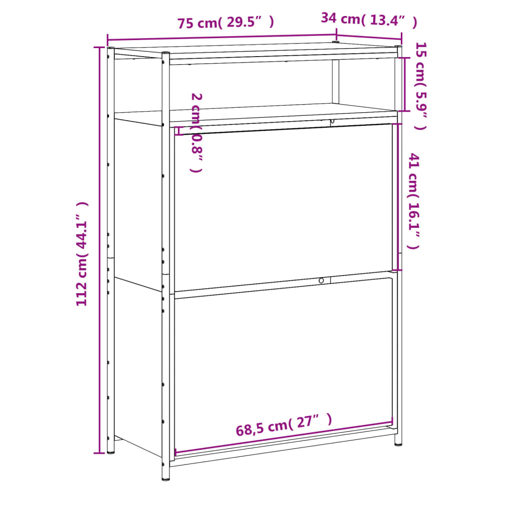 Schuhschrank Sonoma-Eiche 75x34x112 cm Holzwerkstoff - Pazzar.ch