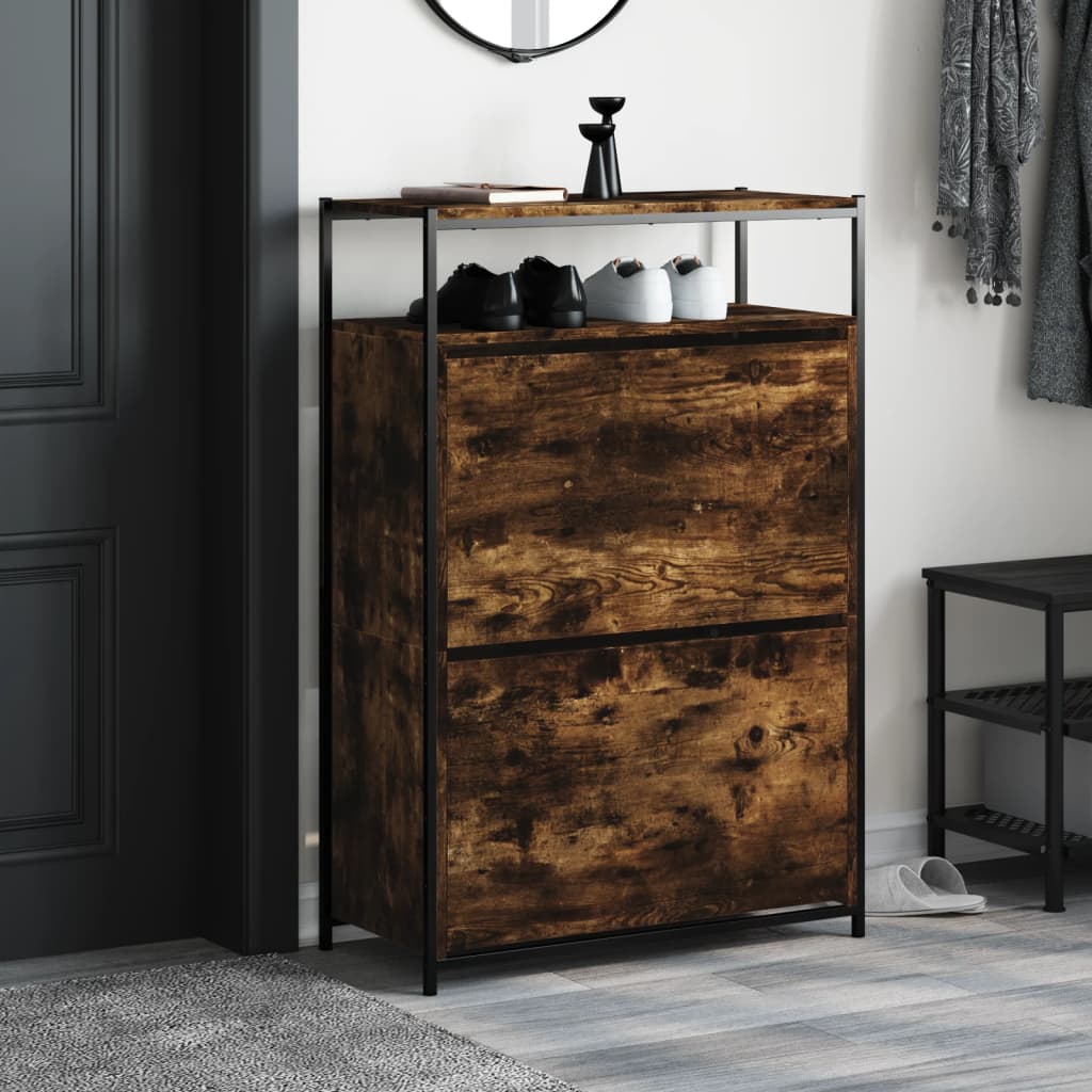Schuhschrank Räuchereiche 75x34x112 cm Holzwerkstoff - Pazzar.ch