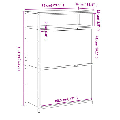 Schuhschrank Räuchereiche 75x34x112 cm Holzwerkstoff - Pazzar.ch