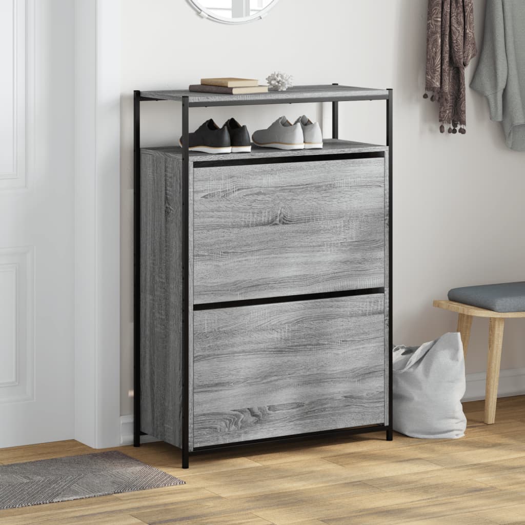 Schuhschrank Grau Sonoma 75x34x112 cm Holzwerkstoff - Pazzar.ch