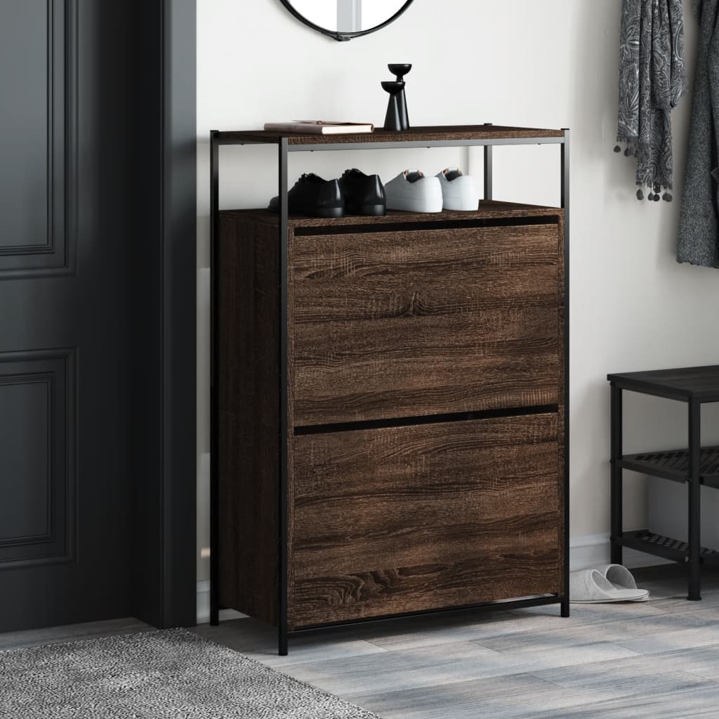 Schuhschrank Braun Eichen-Optik 75x34x112 cm Holzwerkstoff - Pazzar.ch