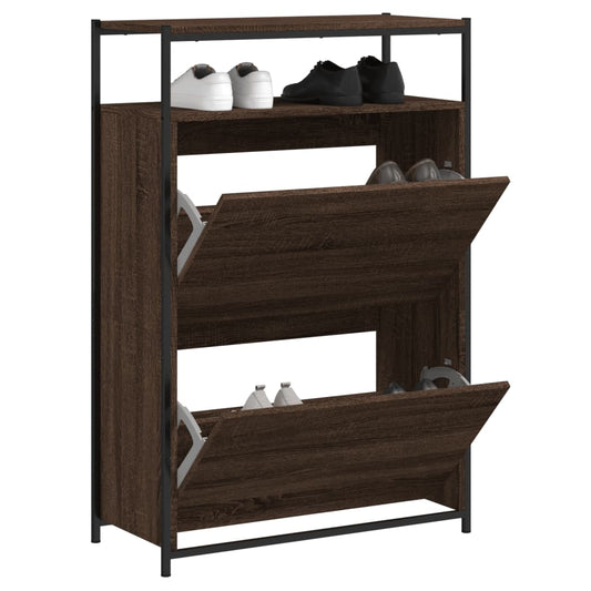 Schuhschrank Braun Eichen-Optik 75x34x112 cm Holzwerkstoff - Pazzar.ch