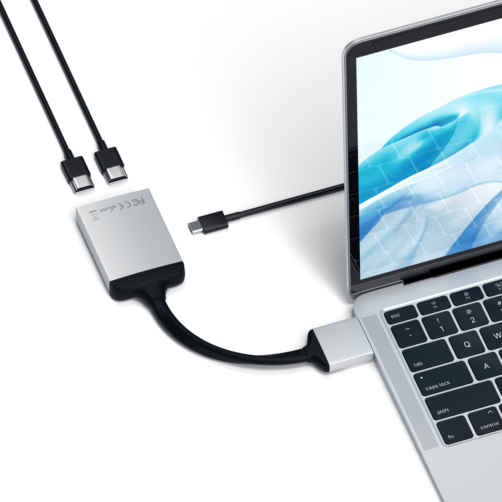 Satechi - Dual USB-C zu Dual HDMI Adapter - Silber