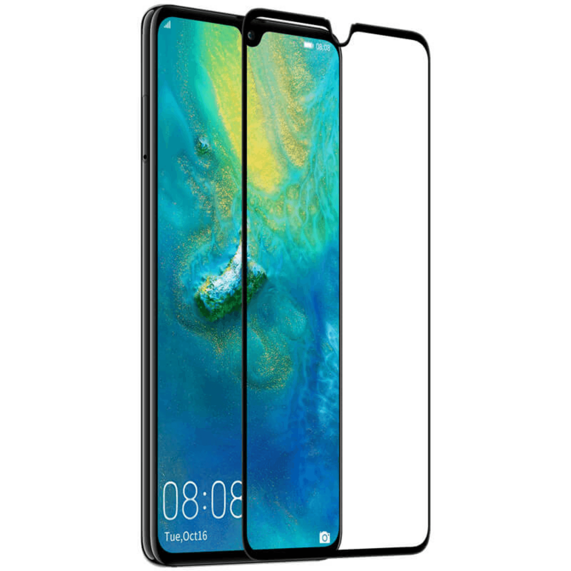 Huawei Mate 20 Panzerglas Displayschutzglas mit Rahmen - Schwarz